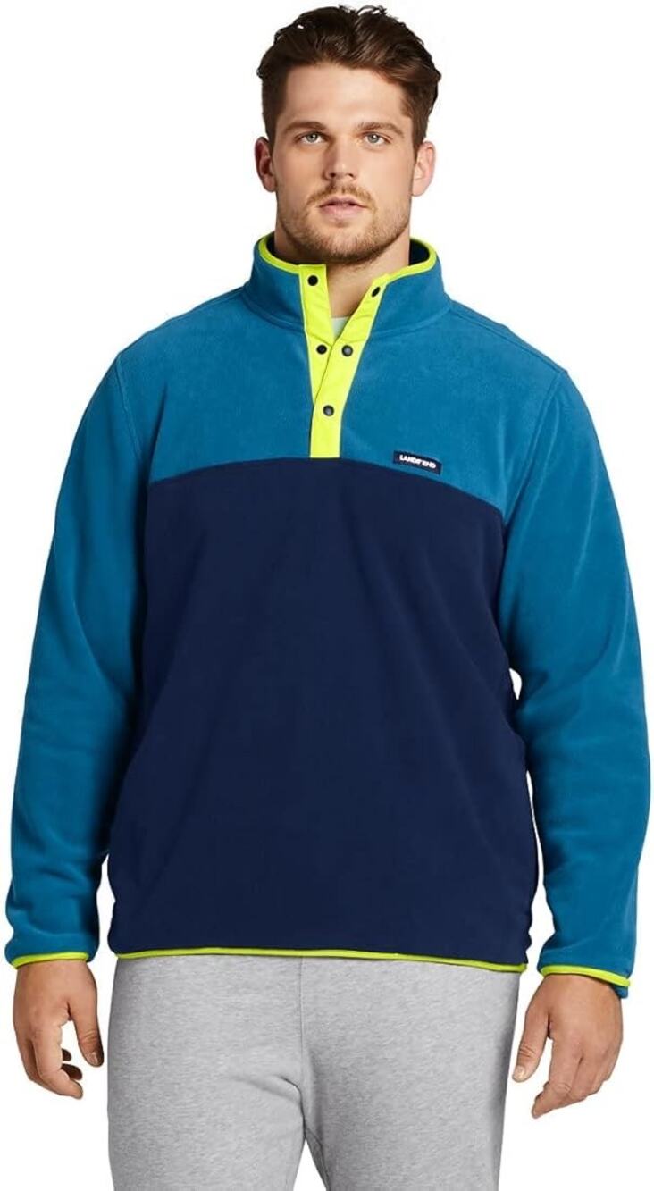 Lands' End Heritage Blue Colorblock Fleece Pullover Medium Gorp Outdoor Camping